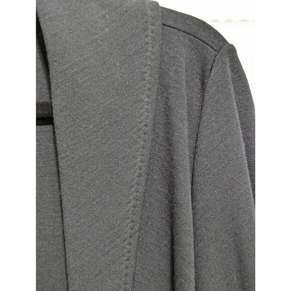 Eileen Fisher Women's Black Open Front Viscose Wool Blend Shawl Collar Cardigan - Picture 5 of 7
